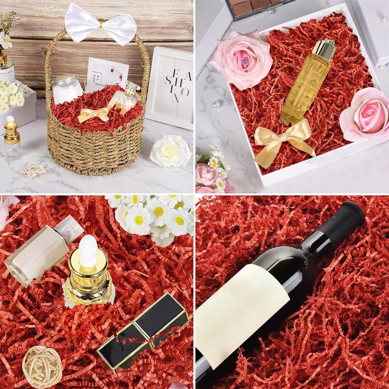WUINOID Valentines Red Crinkle Cut Paper Shred Filler for Gift Baskets Box Bags 1/2 LB, Shredded Paper Grass for Bridesmaid Thanksgiving New Year Valentine's Day Mother's Day Easter Christmas Holiday Packaging Wrapping - Image 4